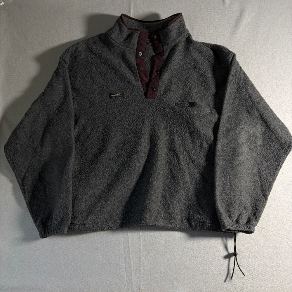 White Sierra Mens XL Gray Fleece‎ Quarter Snap Pullover Sweater Jacket Vintage